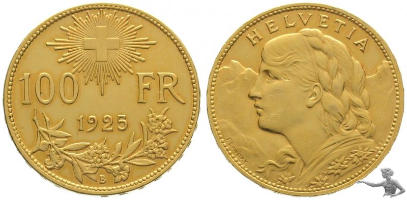GESUCHT: 100 Franken 1925 B Goldvreneli | Auflage 5000 Exemplare